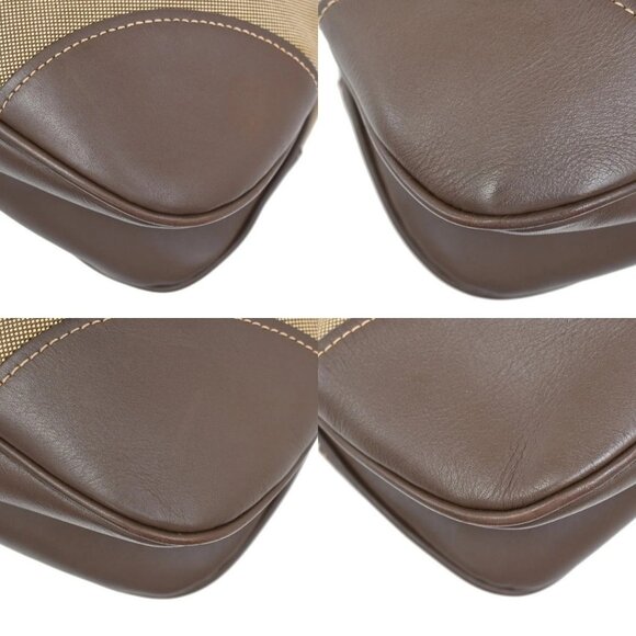 PRADA Logo Jacquard Crossbody Shoulder Bag Canvas Leather Brown - Picture 7 of 13